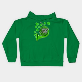 St Patrick's Day 2022 French Horn Player Irish Musician Kids Hoodie